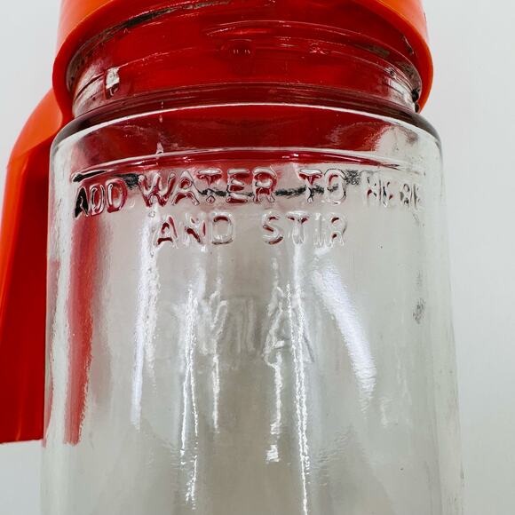 Anchor Hocking Glass Vintage 70s TANG Orange Drink Clear Glass Pitcher With Lid - Picture 7 of 11